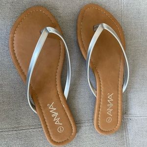 Silver thong sandals